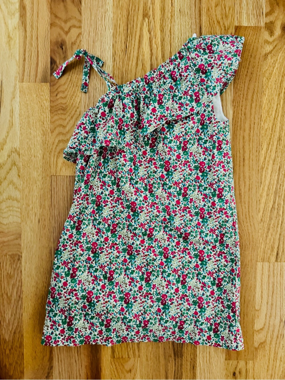 Floral One-Shoulder Ruffle liberty London floral Dress crewcuts size 5 girl